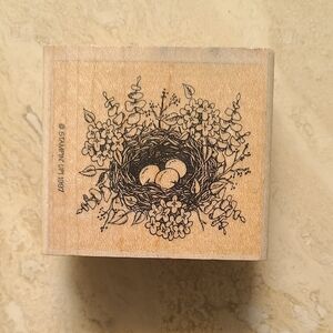 Spring Floral Nest Wooden Stamp